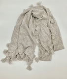 Knitted Cashmere Tassel Scarf Light Grey