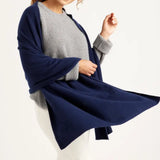 Large Navy Blue Knitted Cashmere Wrap